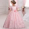 Flickan Pageant Dresses First Communion Dress Kids Wedding Party Gown Birthday Lace Petal Long Banquet 240306