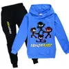 Crianças boutique atacado algodão roupas ninja kidz conjuntos roupas meninas tshirt calças terno escola meninos roupa do bebê crianças hoodies gg