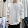 Men Autumn Tshirt Long Sleeves O Neck Loose Simple Style Pullover Warm Casual Solid Color Shirt for Daily Wear 240226