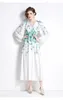 Kvinnor grundläggande avslappnade klänningar Runway Fashion Spring Flower Dress for Women Bohemian Floral Print Long Sleeve Robe Longue Femme Party Maxi Vestido 2024