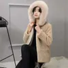 New Winter Autumn And Sheep Fleece Haining Fur Women's Coat Faux Fox Collar Particle Cashmere With Thickened Cotton 3577