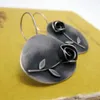 Boho Asymmetric Leaf Rose Flower Earrings Vintage Statement Metal Round Botanical Jewelry 240305