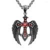 Pendant Necklaces MIQIAO Stainless Steel Titanium Red Zircon Gothic Eagle Vintage Collar Chains Necklace For Men Women Jewelry Gif302t