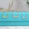 Desginer Tiffanyco Jewelry T Family Smiling Halsband Kvinna V Guld Hög version Cnc Platerad 18K Guldelegans Enkel och utsökt full diamant leende ansikte krage