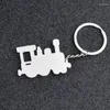 Nyckelringar Train Model Keychain Men Kvinnor Key Chain Party Gift Jewelry Small Car Bag Charm Accessories Ring Silver Holder Holder