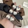 Koreanische Mode Champagner Perle Herz Strass Dickdarm Haar Ring Weibliche Temperament Elegante Brötchen Stirnband Neue Kopfschmuck