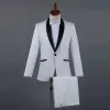 Garnitury 2023 Suit dla mężczyzn (garnitur + spodnie) Slim White Professional Best Man Groom Sukienka Trzy sztuki Zestaw wysyłaj muszkę cztery pory roku