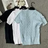 Yüksek Baskı Bahar Yeni Kadın Elbise RL İşlemeli Etiket Kızarmış Hamur Twists Kazak kısa kollu üst nanyou