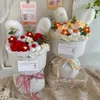 Dekorative Blumen, gehäkelter Blumenstrauß, Plüsch-Ohr-Abschlusspuppe, strickendes Mutter-Geburtstagsgeschenk