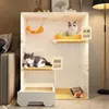 猫のキャリアホームケージのリッターボックス統合された透明なヴィラ屋内フェンスペットキャビネット付き閉じたトイレハウス