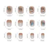 Fałszywe paznokcie 24pcs Krótka prasa na kryształek design fałszywy paznokcie pełne pokrycie Manicure Salon DIY A Sweet Style Nov99