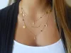 Neue Kette Perlen Blätter Anhänger 14 k Gelb Gold Halskette Mode Schmuck Multi Layer Halsketten für Frauen Collier Femme Zubehör