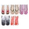 Women Socks 5 Par 3D Flip-Flop Print Funny Slipper Nail Art Tryckt Hög Elastisk fotled