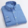 Ankomst Mens Oxford Wash and Wear Plaid Shirts 100 Cotton Casual High Quality Fashion Design Dress 240305