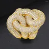 With Side Stones GODKI 28mm Luxury Big Braided Chic Rings For Women Wedding Cubic Zircon African Bride Dubai Accessories Finger Ring Jewelry