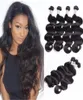 Onda del cuerpo brasileño 4 paquetes de cabeza completa 100 cabello humano virgen Remy sin procesar teje extensiones Color negro Natural 9774371