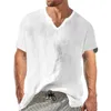 Men's T Shirts Men Casual Solid Color Linen Blouse Fashion Male Cotton And Shirt Beach Short Sleeve Tee Tops V Neck