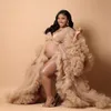 Eleganta ruffles moderskaps sömnkläder kläder ruffles plus size pregans kvinnliga klänningar för poshoot boudoir underkläder badrobe192s