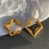 Célèbre créateur de bijoux de luxe géométrique en laiton plaqué or 24K mode haute qualité Cool boucles d'oreilles femmes marque tendance