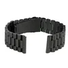 Bracelets de montre Bande en acier inoxydable noir supérieur Bracelet circulaire Fermoir pliant ferme avec sécurité Bracelet de montre-bracelet unisexe 20 mm 22 mm223j