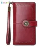 Wallets Fashion Women Clutch Wallet Cow Leather Female Long Zipper Purse Strap Coin Iphone284L