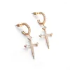 Dangle Earrings Women's Hypoallergenic Hip Hop Iced Out Crystal Zirconia Cross Men's Rock Rap Trendy Jewelry