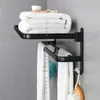 Porte-serviettes 4060 CM support pliant avec crochet accessoires de salle de bain support mural Rail de douche cintre barre en aluminium étagère noir mat 240325