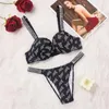 Bras define a roupa íntima renda feminino shinestone letra conforto push up sutiã calcinha de 2 peças breve tamanho rosa se sexy sem costura lingerie