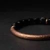 Projektant Bangle Designer Cubic Black Obsidian Bransoletka z ręcznie wykonanymi antycznymi akcesoriami miedź