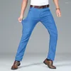 Jeans pour hommes 2024 printemps été léger coupe droite classique vêtements d'affaires mince coton élastique taille haute pantalon décontracté