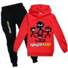 Crianças boutique atacado algodão roupas ninja kidz conjuntos roupas meninas tshirt calças terno escola meninos roupa do bebê crianças hoodies gg