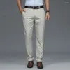 Calças masculinas 2024 lyocell alto estiramento clássico terno verão primavera masculino cintura elástica estilo britânico casual calças de negócios