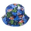 Flamingos Oem Custom Women Outdoor Wide Brim Beach Washed Cotton All Over Printing String Distressed Bucket Cap Hat