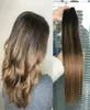 Ombre Human Hair Extensions Virgin Brazilian Peruvian Malaysian Indian Stiangth Balayage Brown Blonde T26 Ombre Hair Weave Bundl3516126