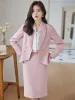 Abiti eleganti da donna autunno inverno tailleur gonna da donna nero blu rosa bianco blazer formale da donna in due pezzi per abbigliamento da lavoro aziendale