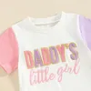 Kleidungssets Carolilly Kleinkind Baby Jungen Mädchen 2 Stück Sommer Daddy S Junge Mädchen Outfits Fuzzy Letter bestickt Kontrastfarbe