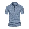 T-shirts pour hommes Hommes Chemise extensible Élégant Tie-Dye Fermeture à glissière avec col rabattu Manches courtes Slim Fit Respirant pour l'été