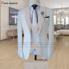 Ternos sob medida marfim branco ternos para homens 3 peça fino ajuste formal casamento noivo smoking moda luxo negócios blazer colete calças conjunto