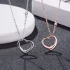 Desginer Tiffanyco jewelry S925 Sterling Silver Heartshaped Pendant Korean Necklace Collarbone Chain Sterling Silver t Home Heartshaped 18k Rose Gold Plated Neck