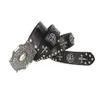 Belts Western Fashion Skull Rivets Studded Men Women Genuine Leather Waist Strap Punk Rocky Paisley Embossing Buckle220h