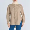 Kvinnors blusar 2024 Spring Solid Color Top European och American Pocket Decoration Basic Long Sleeve Shirt