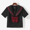 BLACK Orthodox College Style Japanese Korean Student School Uniform JK Girl Anime Cosplay Sailor Suit Class Top Skirts 240301