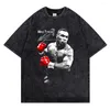 Herr t shirts mike tyson t-shirts män vintage tvättad skjorta boxning mästare överdimensionerad bomull tshirt streetwear retro tshirts sommar o-hals