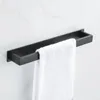 Porte-serviettes en acier inoxydable noir, sans perceuse, étagère murale de douche, cintre de cuisine, support de salle de bain, 304050cm, 240304