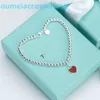 2024 Designer Luxury Brand Jewelry Bracelets Bangle Heart Bracelet Sterling Sier Blue Enamel Love Ball Chain Pink Day Gift 80w6