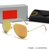 Designer Aviator Okulary przeciwsłoneczne dla mężczyzn Rays Zakaz szklanki Kobieta Ochrona Uv400 Ochrona Real Glass Lens Złota Metalowa Rama Rybołówstwo Sunnies z pudełkiem R3026 WDM5