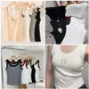 Débardeurs pour femmes Débardeurs d'été Slim sans manches Camis Croptop Outwear Sports élastiques Réservoirs tricotés Gilet de broderie Pull respirant Loewees Sport Tees