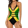 Costume da bagno intero da donna, costume da bagno monokini Rasta, bandiera giamaicana caraibica