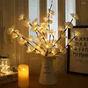 Cordes LED branche de saule lampe Rose Simulation orchidée lumières grand Vase remplissage brindille éclairée pour la décoration de la maison