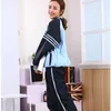 Giacche da donna Giacca da baseball patchwork Moda donna Nanning Uniforme scolastica Banda laterale Harajuku Cappotto a maniche lunghe con cerniera blu da uomo